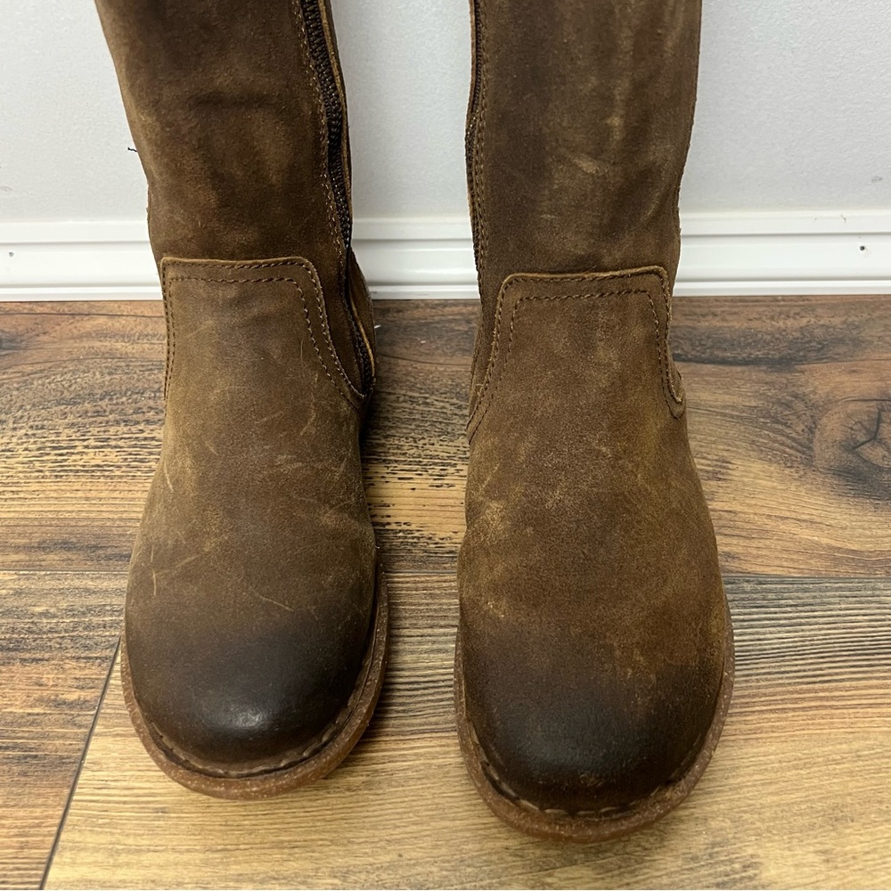 BORN Women's Tonic Rust Distressed Boot Sz 7/38 Suede Leather Zipper round Toe - Picture 7 of 16